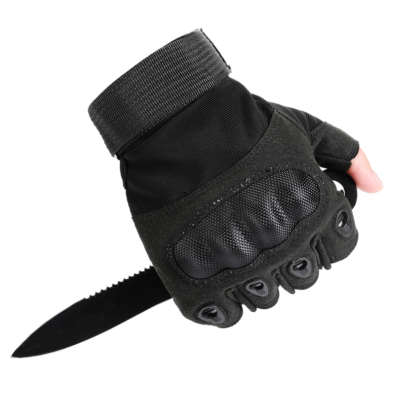 Riparo Men's Tactical Touchscreen Short-Finger Gloves - Black